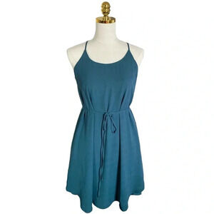 ANN TAYLOR LOFT |Women’s Teal Strapy Dolphin Hem Sheath Mini Shift Dress Size XS
